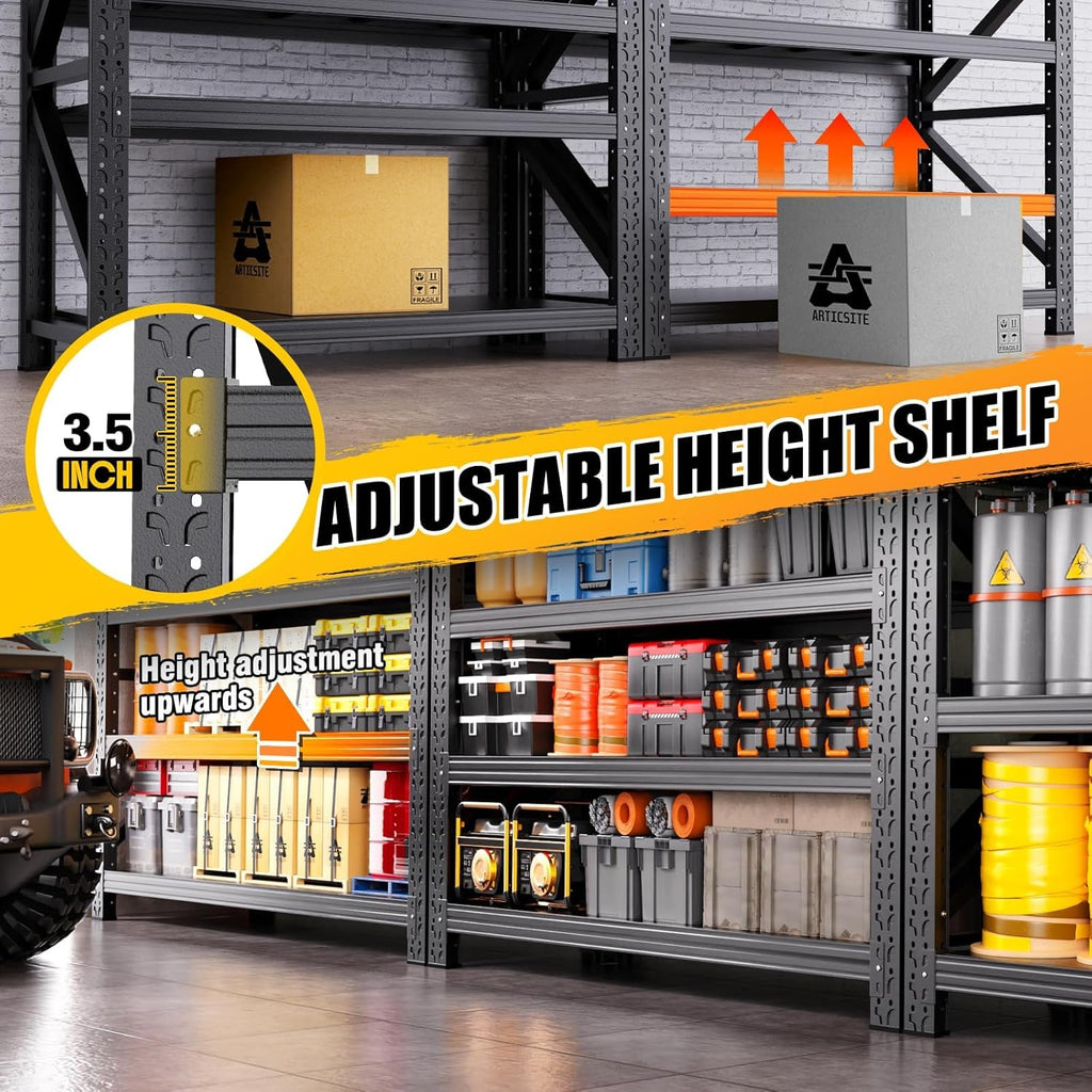 79"W Heavy Duty Storage Shelves, 8000LBS Adjustable Garage Shelving Unit, Rust Proof Large Metal Storage Rack, 24"D x 79"W x 74"H Industrial Shelving for Warehouse, Basement, Shop, Supermarket