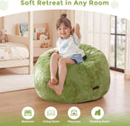 MAXYOYO Kids Bean Bag Chair, Apple-Shaped Toddler Sofa with Fur Fabric | Cute Bean Bag Sofa for Boys and Girls, Plush Floor Chair Seat for Bedroom, Playroom, Reading Corner