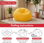2.5FT Bean Bag Chair for Teens & Youth, Beanbag Chair with High-Density Foam Filling, Soft Chenille Boneless Reading Chair, Cozy Bean Bag for Bedroom, Reading & Dorm(Yellow, 31.5" W x 31.5" D x 20" H)