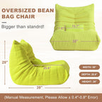Bean Bag Chair for Adults - Large Bean Bag with Lumbar Pillow, Oversized Airpore Boneless Chair with High-Rebound Memory Foam, Lazy Floor Sofa for Reading, Gaming, Living Room, Bedroom, Green