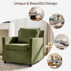 Upholstered Barrel Accent Chair, Modern Single Sofa with Washable Cover for Living Room, Bedroom,Reading Spaces,Office,Green