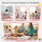 Tiita Folding Sofa Bed for Kids, Toddler Fold Out Couch Bed with Removable Cover, Kids Futon Sleeper Chair Folding Beds Mattress for Children Room, Living Room, Guest Room,Colorful