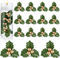 Canlierr 50 Pcs Christmas Holly Berries for Crafts Faux Berries Flowers and Holly Leaves Christmas Wreath Fillers for Vase Fillers Floating Candle Table Centerpiece(Gold)