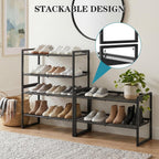 Garden 4 you Shoe Rack - Expandable Shoe Organizer for Closet, Metal Shoe Shelf Organizer, Stackable Adjustable Shoe Storage Shelf for Entryway, Garage, Door Entrance (3-Tier)