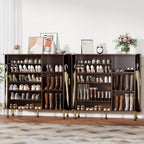 YOLENY 6-Tier 47'' Shoe Cabinet with Sliding Door, Wooden Shoe Storage Cabinet with Adjustable Shelves, Mid-Century Modern Freestanding Shoe Storage Organizer Walnut
