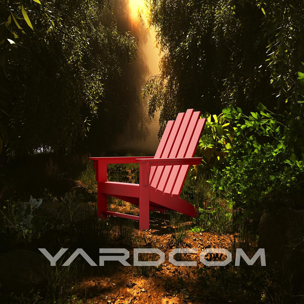 Adirondack Chair, 110°Ergonomics Plastic Extra Tall Adirondack Chairs, HDPE All-Weather Plastic Patio Outdoor Chair, High Foamed Polyethylene Fire Pit Chair(Red)