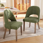 Wooden Dining Chairs Set of 4, Upholstered Modern Chenille Dining Room Chair Kitchen Chairs, Comfy Farmhouse Dinner Chair for Kitchen Dining Room, Green