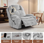 Oversized Power Rocker Recliner Chair, Swivel Glider Rocking Chair for Adults with Massage and Heat, Nursery Glider Recliner with Adjustable Headrest and Phone Stand