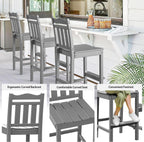 nalone Outdoor Bar Stools Set of 2, HDPE Tall Adirondack Chairs Bar Chairs, Weather Resistance Bar Height Chair for Balcony, Garden, Yard, Backyard (Grey, Bar Chairs Set of 2)