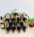 AT-VALY Countertop Wine Rack,Durable and Sturdy Freestanding 14 Bottle Wine Holder for Home Decor, Bar,Cabinet,Pantry (Gold)