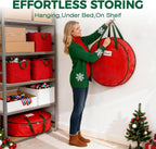 DeckTheHalls Christmas Wreath Storage Container, 2-PACK Waterproof Christmas Storage with Secure Zipper, Reinforced Carry Handles, Year-Round Protection for Christmas Garland & Holiday Decor (30 Inch)