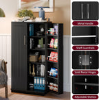 Kitchen Pantry Cabinet Food Storage Cabinets with Door and Adjustable Shelves Freestanding Pantry Cabinet with Anti-Tip Kit for Small Space for Kitchen Dining Room Black