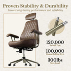 High Back Office Chair with Lumbar Support - Ergonomic Executive Desk Chair, Adjustable Swivel Computer Chair in Premium Faux Leather for Home Office Comfort, Brown