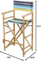 Statra Bar Height Folding Chairs Counter Stool Outdoor Indoor Tall Camping Set of 2, Green Stripes