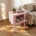 Nightstand,Pink Night Stand,Modern End Table with Open Storage,2-Tier Wooden End Side Table,Nursery Bedside Table for Small Space, Living Room, Bedroom