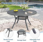 DIFY 48" Round Patio Dining Table for 6, All Weather Round Outdoor Metal Dining Table with 1.57" Umbrella Hole, Perfect for Backyard Lawn Garden, Grey