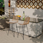 IDZO 400lbs Capacity Rattan Bar Stools Set of 2, 29-Inch Height, Outdoor & Indoor Use, Comfort Cushion, Solid Steel Frame, Durable Powder Coating, Easy Assembly, Ideal for Kitchen Island & Patio