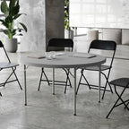 Flash Furniture Kathryn 4' Round Plastic Folding Event Table for Parties and Trade Shows, Portable Indoor/Outdoor Event Banquet Table, Granite Dark Gray
