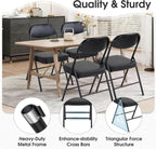 HOMEFUN Padded Folding Chairs Set of 4, Folding Chairs with Cushion and Durable Metal Frame，No Assemble Required for Party Kitchen Office Wedding Black