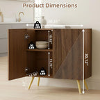 DHZ Fluted Sideboard Buffet Cabinet, 30” Wood Storage Credenza with Adjustable Shelf, Freestanding Accent Cabinet, Space-Saving Console Coffee Bar Cabinet for Living Room, Kitchen
