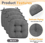 MAGIC ELEPHANT Chair Cushions for Dining Chair, Shredded Memory Foam Kitchen Chair Cushions Set of 4, Non-Slip Thick Dinning Room Chair Pads Seat Cushions, 15.5" x 15.5" x 4" (Grey)