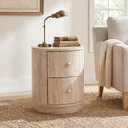 CIMOTA Modern Side Table with Storage, Small Wooden End Table Nightstand Bedside Table with Gold Knobs Bedroom Living Room, Light Wood Color