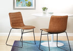 OSP Home Furnishings Halo 2-Pack Faux Leather Stacking Chairs with Sturdy Metal Frame, Sand