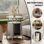 End Table,Resin Bedside Table with Storage,Side Table for Living Room Bedroom Balcony Indoor Outdoor(Grey)