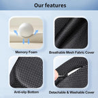 Gel Memory Foam Seat Cushion with Washable Cover Non-Slip Thick Chair Cushion with Portable Handle & Storage Pocket Adjustable Chair Pad for Long Sitting (Black)