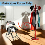 Coat Rack Freestanding, Wooden Coat Rack Stand with Sturdy Round Base, Vintage Coat Racks with 18 Hooks, Coat Hanger Stand for Entryway, Hallway,Bedroom (Reddish brown)