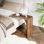 Tribesigns C-Shaped End Table for Couch, Small Bedside Table for Sofa, Wooden Nightstand for Living Room Bedroom Laptop Work Desk, Walnut Brown, 11.81" D x 23.62" W x 25.59" H