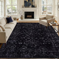 8x10 Area Rugs for Living Room, Machine Washable Rugs, Black Modern Neutral Rug Stain Resistant, Low Pile Non Slip, Boho Large Carpet for Bedroom Dining Room Nursery Dorm Indoor Office-Black 8'x10'