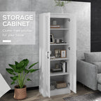 HOMCOM 69" Tall Storage Cabinet with Movable Storage Shelves, Modern Style Pantry Cabinet with Soft Close Doors, White