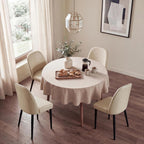 Set of 4 Mid-Century Modern Dining Chairs, Beige Faux Leather Upholstered Kitchen Chairs with Metal Legs, Comfortable Side Chairs for Dining Room, Living Room, Cafe & Hotel