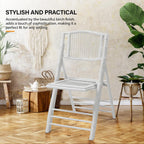 VINGLI Bamboo Folding Chair, Foldable Dining Wood Chairs Comfortable Seat for Outdoor & Indoor, Patio, Porch, Wedding, Party, Event,White (4 Pack)
