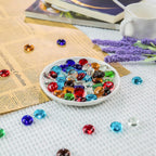 CYS EXCEL Assorted Mix Colors Glass Gemstone Beads Vase Fillers (1 LB) Flat Marble Beads Multiple Color Choices Aquarium Decor Rocks Floral Stones Decorative Mosaic Gem Pebbles (Approx. 85-100 PCS)