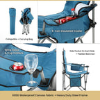 ARROWHEAD OUTDOOR Heated Camping Chair – Heavy-Duty Portable Folding Chair with 3 Heat Modes, 6-Can Cooler, Cup & Wine Glass Holder – Supports 330lbs