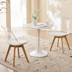 23.6" Round Dining Table for 2-4 Modern Circle Tulip Table with Metal Tulip Pedestal Base for Kitchen Dining Living Room Apartment Small Space Cafe, White