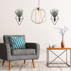 Jexine 4 Pcs Hanging Planters with Artificial Eucalyptus Metal Hanging Vase Indoor Plants Holder Modern Geometric Boho Bathroom Wall Decor for Living Room Home Office(Black)