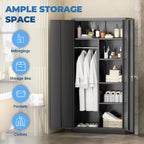 INTERGREAT Metal Wardrobe Cabinets with Lock, 72" Clothing Storage Cabinets with Hanging Rod and 4 Adjustable Shelves, Armoire Wardrobe for Office, School, Employee, Government, Black