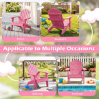 Costzon Kids Adirondack Chair, All-Weather HIPS Toddler Outdoor Chair, Wooden Textured Plastic Fire Pit Chair, Kids Patio Chair for Backyard Lawn Garden, Fits Children Age 3-7 Years (1, Pink)