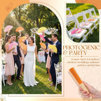 Beeveer 48 Pcs Paper Folding Hand Fans Bulk, 8.3 Inch Handheld Bamboo Multicolored Paper Fans with 3.3 Inch Premade Twist Tie Bows for Wedding Party Favors Bridal Shower Gift DIY Decor (Bright Colors)