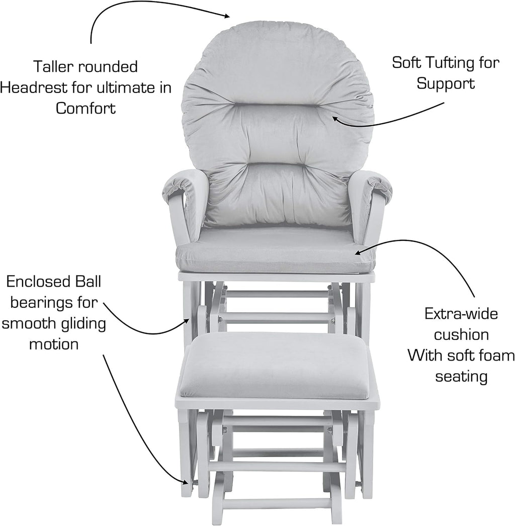 Suite Bebe Maya Nursery Rocking Chair with Ottoman, Wooden Glider for Baby Nursing, Smooth Gliding Rocker, Espresso Wood and Latte Fabric