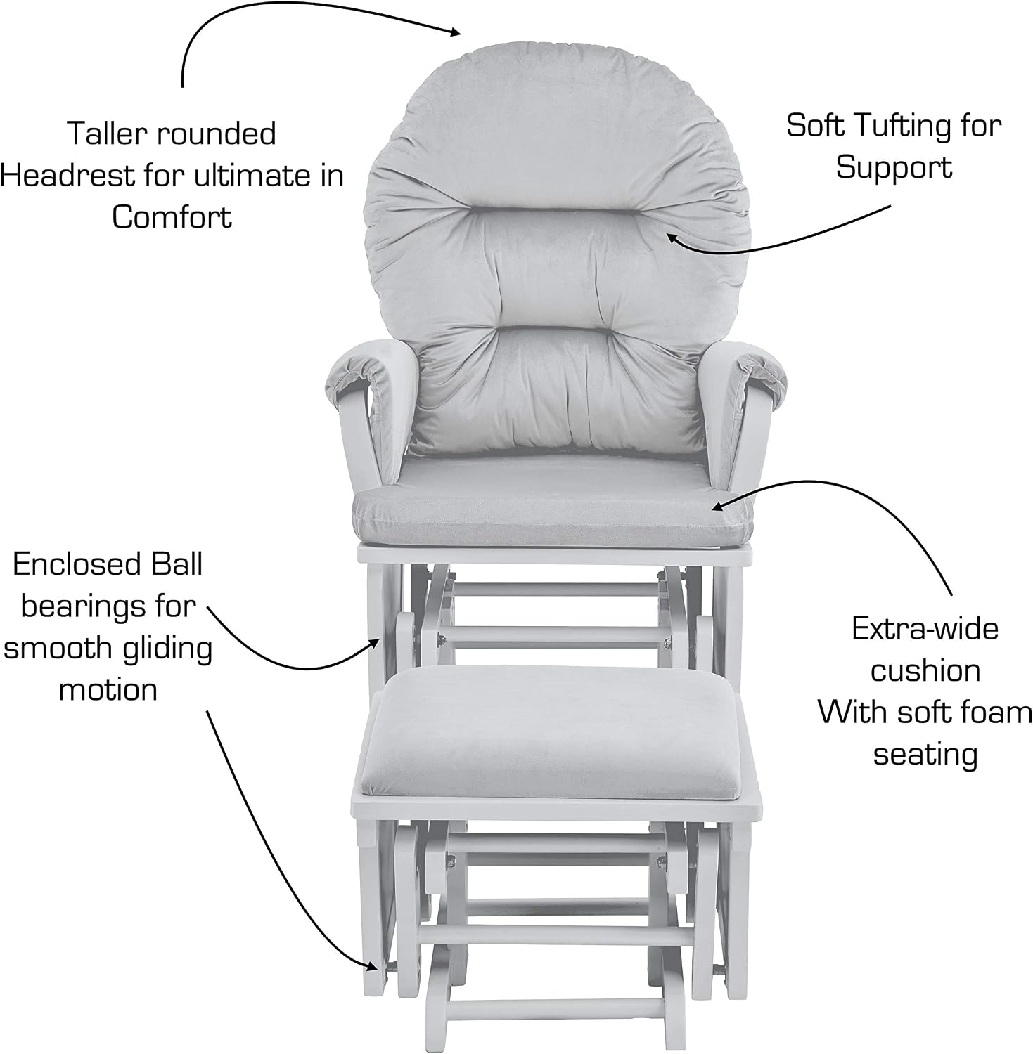 Suite Bebe Maya Nursery Rocking Chair with Ottoman, Wooden Glider for Baby Nursing, Smooth Gliding Rocker, Espresso Wood and Latte Fabric