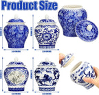Hushee 4 Pcs Small Blue and White Vases Chinoiserie Vase Ginger Jar Porcelain Ginger Jar Chinoiserie Decor Blue and White Decor for Home Bedroom Table Centerpieces Tabletop Accent Shelf (Retro)
