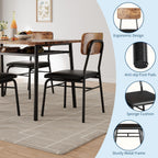 GarveeHome Dining Table Set for 4 with Storage Rack, 5-Piece Kitchen Table and Upholstered Chairs of 4, Wood Tabletop & Heavy-Duty Metel Frame, Dining Room Set for Small Space, Apartment, Brown