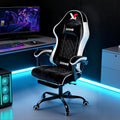 Velvet Gaming Chair, Ergonomic High Back Racing Chair with Footrest, Spring Wide Cushion, Adjustable Headrest & Lumbar Support, 90-135° Recline, 360° Swivel, 300lbs for Home Office, White