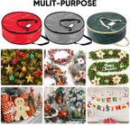 BALEINE Wreath Storage Container, 2 Pack Christmas Wreath Storage Bag with Tear Resistant PE Material and Reinforced Handle for Holiday Xmas (Grey, 30"x8")