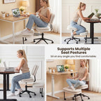 COSIEST Cross Legged Office Chair with Wheels, Ergonomic Kneeling Chair for Adults, Criss Cross Chair with Wide Seat, 360° Swivel Meditation Yoga Desk Chair, Adjustable Height, White