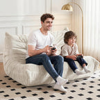 Bean Bag Chair, 2 Seater Lazy Bean Bag Sofa Memory Foam Couch, Giant Bean Bag Chairs for Adults, Loveseat Fireside Chair for Living Room, Bedroom, Office(Beige)